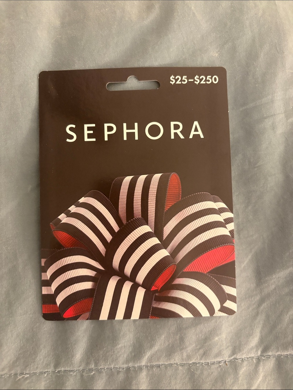 Sephora Gift Card with Black, White & Red Striped Bow $30 never used!